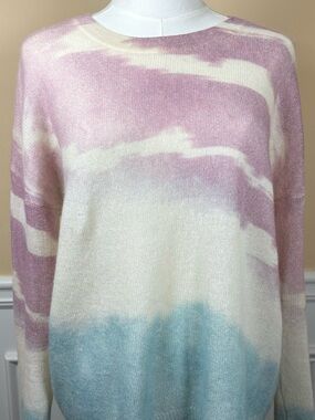 🩷 FILORO 100% Cashmere Watercolor Tie-Dye Sweater M ☁️
